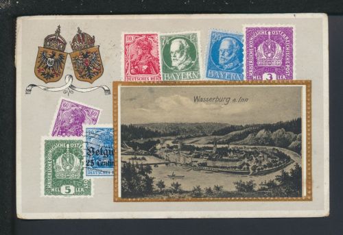 Ansichtskarte Wasserburg Bayern Briefmarken Wappen Thalheim Hessen