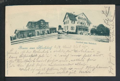 Ansichtskarte Hochdorf Baden-Württemberg Gasthof Bahnhof Mittelthal Schwarzwald