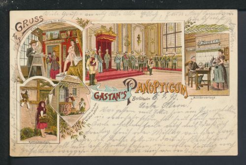 Tolle + selt. Litho Ansichtskarte Berlin Gastans Panopticum Görlitz Sachsen 1899