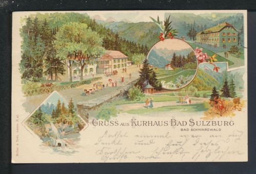 Litho Ansichtskarte Bad Sulzburg Baden-Württemberg Bahnpost Zug 13 Zürich Schweiz