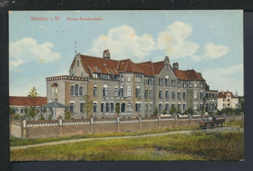 Ansichtskarte Minden NRW Neues Krankenhaus Feldpost Harz 1915