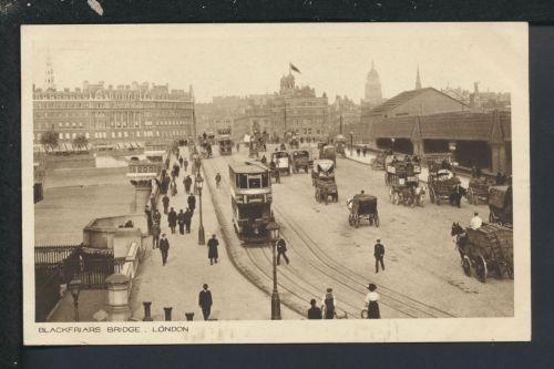 Ansichtskarte London Großbritannien Blackfriars Bridge Auto Oldtimer Busse