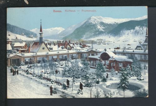 Winter Ansichtskarte Davos Schweiz Kurhaus Promenade Berlin 1907