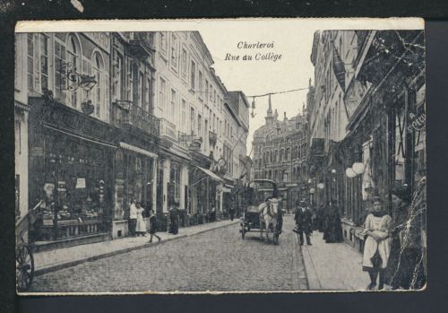 Ansichtskarte Charleroi Belgien Rue du College Liege Lüttich Pasdanten Pferdekutsche