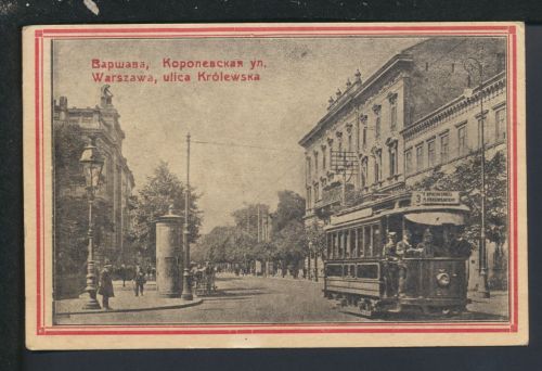 Ansichtskarte Warschau Polen ulica Krolewska Strassenbahn