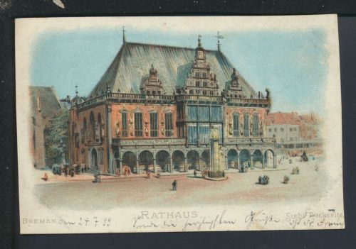 Litho Ansichtskarte Taschenkalender 1899 Bremen Rathaus Reklame Hoffmann
