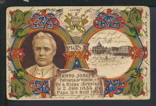 Glaube Kirche Religion Litho Ansichtskarte Papst Pius X Planany Böhmen 1903