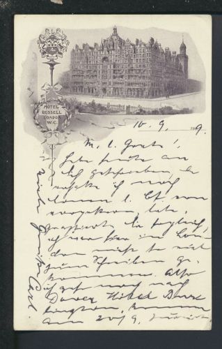 Ansichtskarte London Großbritannien Hotel Russell Locarno Tessin Schweiz 1909