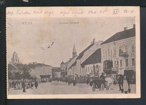 Ansichtskarte Wilna Vilnius Litauen Grosse Strasse Feldpost Berlin 1916
