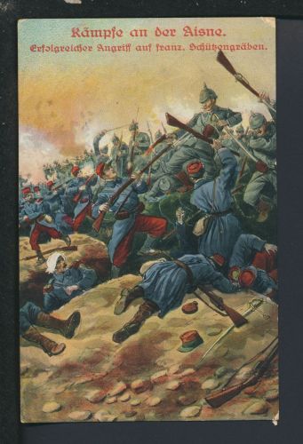 Militaria Ansichtskarte 1. Weltkrieg Kämpfe an der Aisne Frankreich Feldpost Bremen