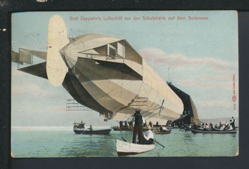 Ansichtskarte Zeppelin vor der Schutzhalle auf dem Bodensee Hameln Niedersachsen