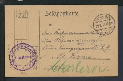 Militaria Militär Eisenbahn Direktion Nr. 8 Ansichtskarte Feldpost Charleroi
