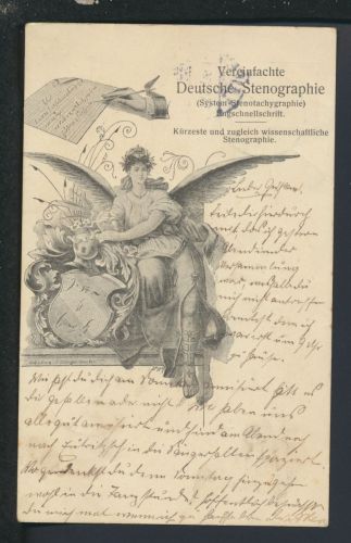 Jugendstil Ansichtskarte Vereinfachte Deutsche Stenographie Leipzig Sachsen