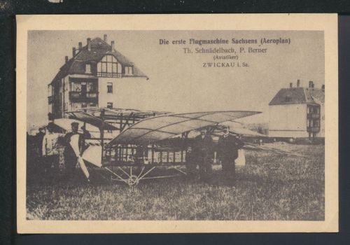 Ansichtskarte Flugzeug Zwickau Sachsen Erste Flugmaschine Sachsens Aeroplan