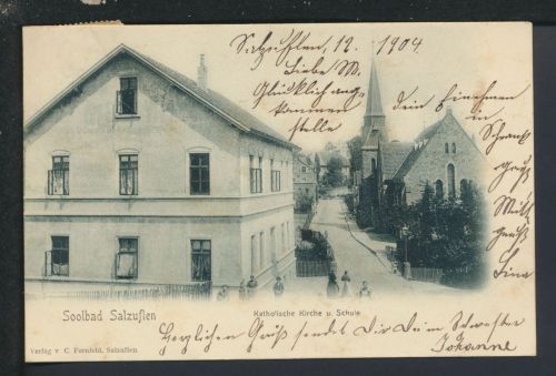 Ansichtskarte Bad Salzuflen NRW Katholische Schule und Kirche Bielefeld 1904