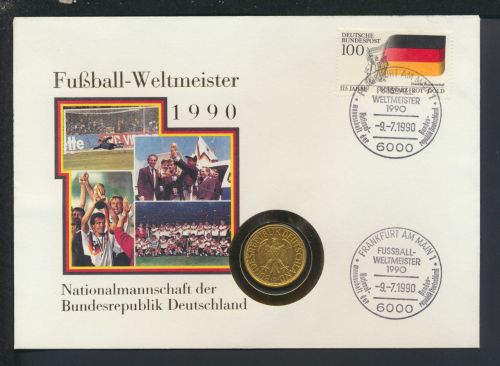 Bundesrepublik Numisbrief Sport Fussball Weltmeister 1990 Nationalmannschaft 1 DM