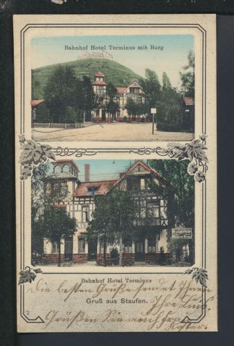 Bahnpost Jugendstil Ansichtskarte Staufen Baden-Württemberg Krotzingen Sulzburg