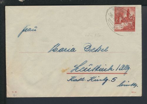 Bahnpost Ganzsache Deutsche Gebiete Generalgouvernement Warschau Terespol Zug