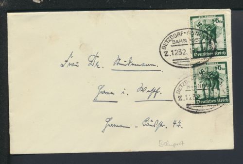 Bahnpost Brief Deutsches Reich Rheinland-Pfalz Betzdorf Zug 1232 Gronau NRW