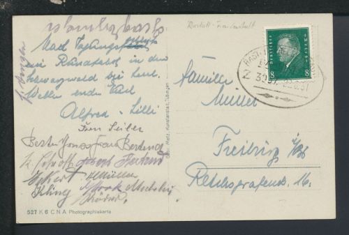 Bahnpost Karte Deutsches Reich Baden-Württemberg Rastatt Freudenstadt Zug 3957