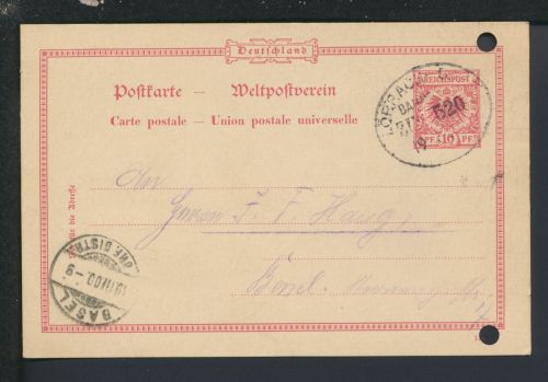 Bahnpost Ganzsache Deutsches Reich Baden-Württemberg Lörrach Basel Zug 520