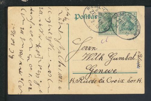 Bahnpost Ganzsache Deutsches Reich Baden-Württemberg Riegel Gottenheim Zug 18