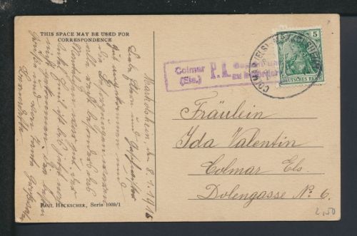 Bahnpost Künstler Ansichtskarte Deutsches Reich Elsass Colmar Markolsheim