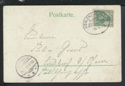 Bahnpost Ansichtskarte Brücke Deutsches Reich Rheinland-Pfalz Koblenz Giessen