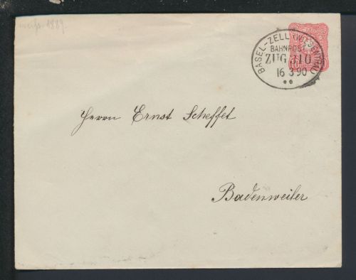 Bahnpost Ganzsache Deutsches Reich Baden-Württemberg Basel Zell Wiesenthal Z 310