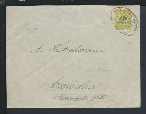 Bahnpost Brief Deutsches Reich NRW Köln Hannover Zug 13 Unna München Bayern Cöln