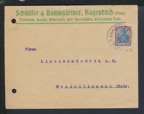 Bahnpost Brief Deutsches Reich Rheinland-Pfalz Maximiliansau Lauterbach
