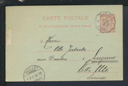 Bahnpost Ganzsache Frankreich Nizza Monaco Lugano Schweiz