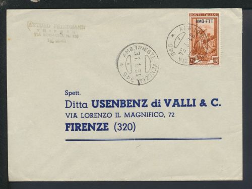 Bahnpost Brief Italien Triest Venedig Zug 345 Florenz