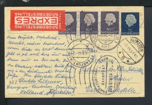 Bahnpost Karte Express Niederlande Nijmegen Frankfurt Bebra Zug 1865 Hessen