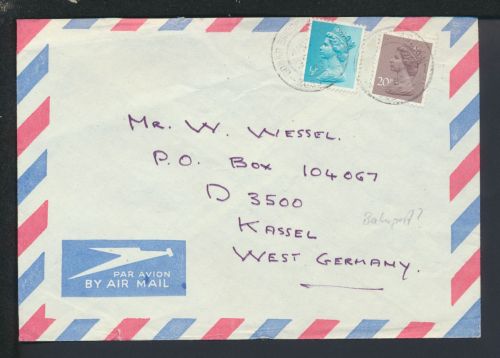 Bahnpost Brief Luftpost Railway mail Großbritannien Bonar Bridge Kassel Hessen