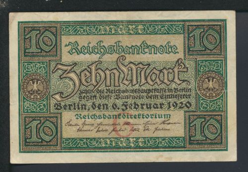 Geldschein Banknote Deutsches Reich Reichsbanknote 10 Mark II--II