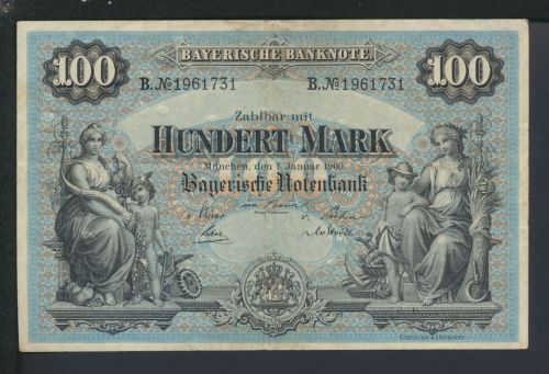 Geldschein Banknote Bayern Bayerische Notenbank I 1.1.1900