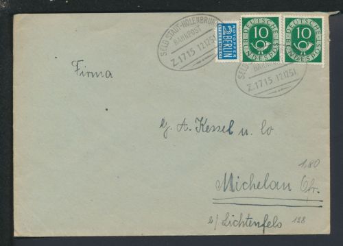 Bahnpost Brief Bayern Höchstädt Selb Stadt Holenbrunn Zug 1715 Michelau