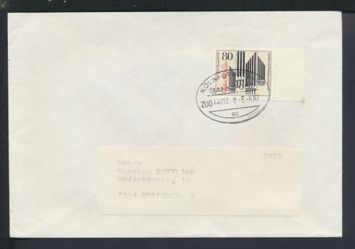 Bahnpost Brief Bayern Augsburg Köln Stuttgart Z 14810 Breisach Baden-Württemberg