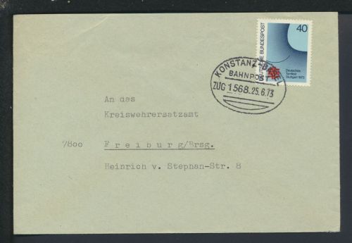 Bahnpost Brief Baden-Württemberg Klettgau Konstanz Basel Zug 1568 Freiburg