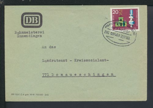 Bahnpost Brief Baden-Württemberg Immendingen Frankfurt Konstanz Zug 459