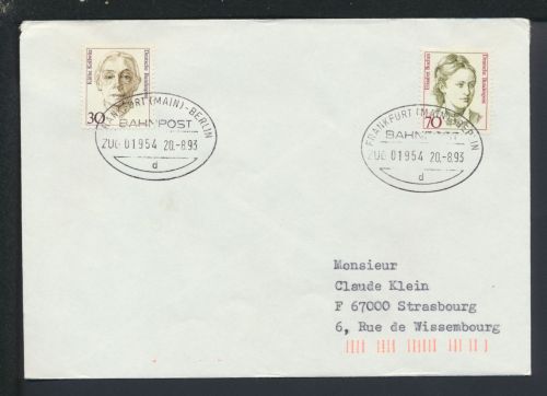 Bahnpost Brief Sachsen Leipzig Frankfurt Berlin Zug 1954 Straßburg Frankreich