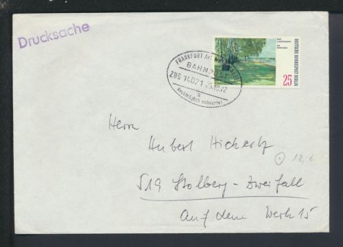 Bahnpost Brief Hessen Ettingshausen Frankfurt Basel Zug 14071 Stolberg NRW