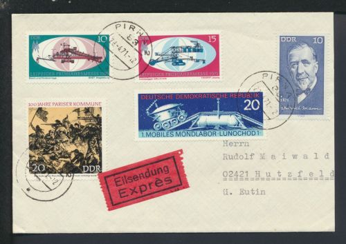 Bahnpost Brief Express DDR Sachsen Pirna Frankfurt Zug 1824 Hutzfeld