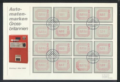 Großbritannien Brief ATM Automatenmarken Edinburgh 1.5.1984 Sirnach Schweiz