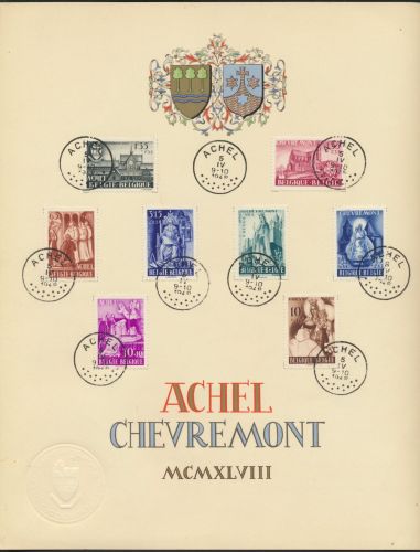 Belgien Gedenkblatt Abtei Achel und zur Basilika von Chèvremont Luxus 1948