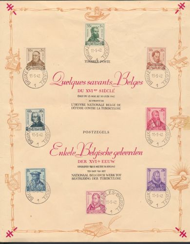Belgien Gedenkblatt Bekämpfung Tuberculose Medizien Krankheit Gelehrte 1942