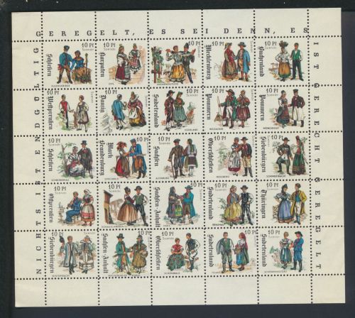 Ostgebiete Trachten Spendenmarken Dt Siedlungsgebiete kompl Kleinbogen 25 Marken