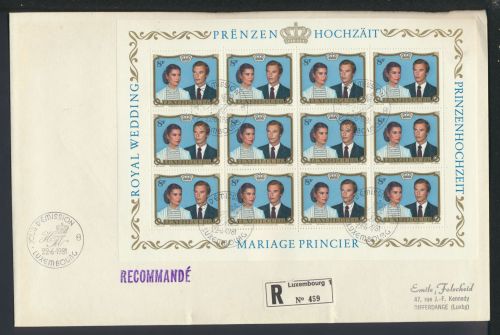 Luxemburg 1036 Monarchie Großherzog Henri + Teresa Kleinbogen R Brief als FDC