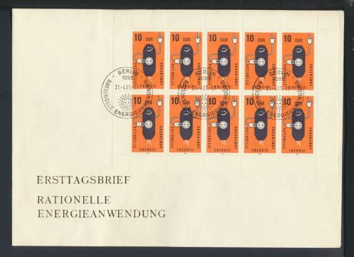 DDR Brief Energie Kleinbogen Zusammendruck 2601 als FDC Berlin Kat.Wert 60,00